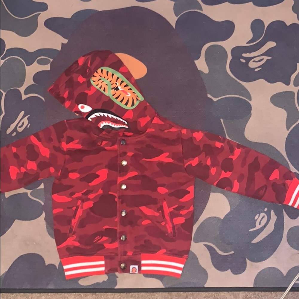 Authentic Toddlers Red Bape Camo Varsity Jacket